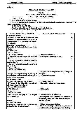 Kế hoạch dạy học tuần 7 lớp 5 - Năm học 2016-2017 - Trường Tiểu học Trần Quang Diệu